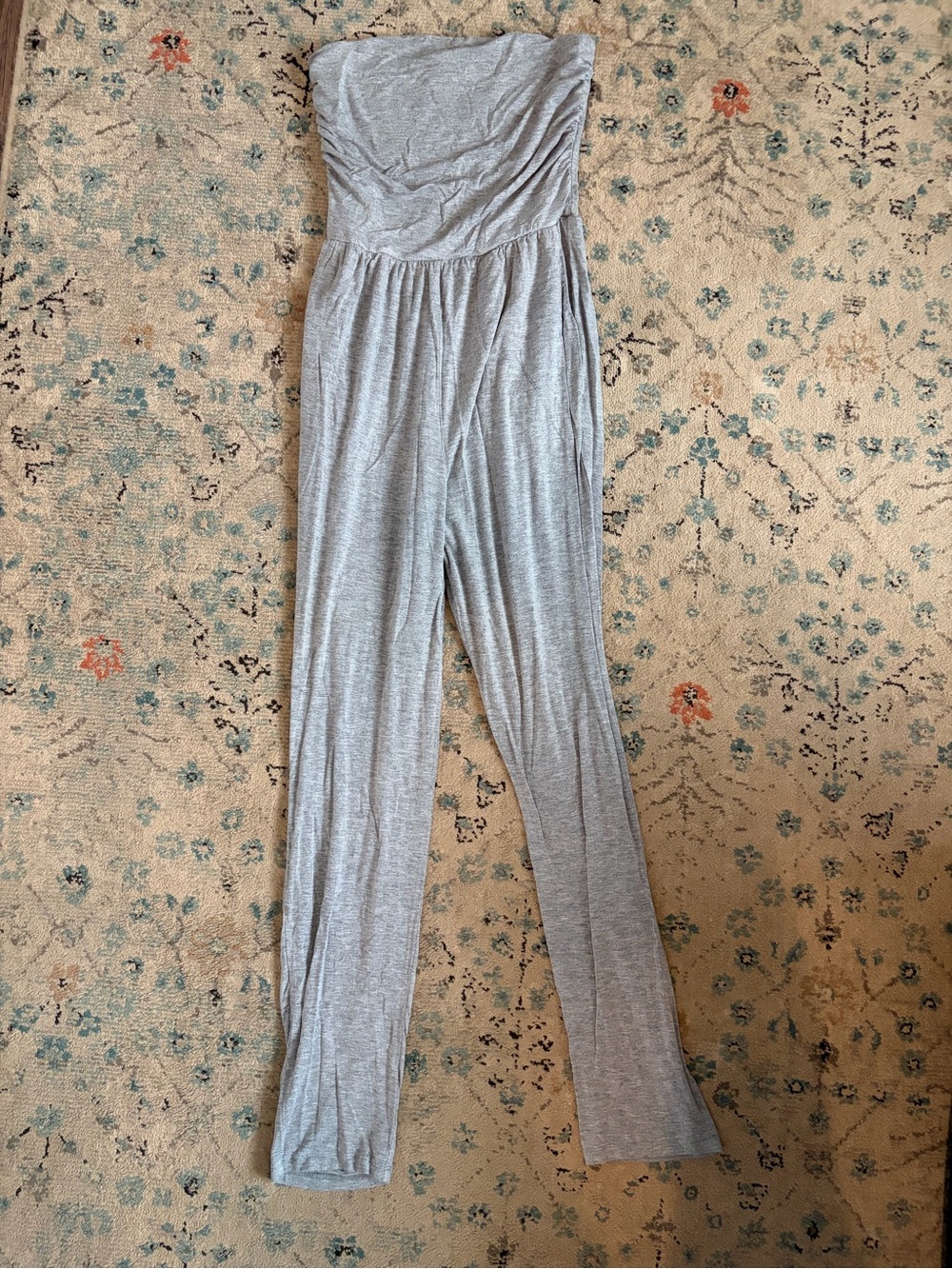 Strapless Gray Jersey Jumpsuit